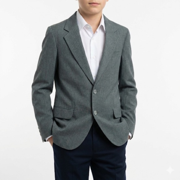 Yves Saint Laurent Other - Yves Saint Laurent Boys Vintage Pinstripe Blazer Sage Gray Size 14